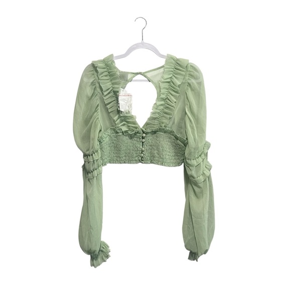 ASOS DESIGN soft ruffle shirred Crop Blouse, New with Tags - Picture 3 of 7